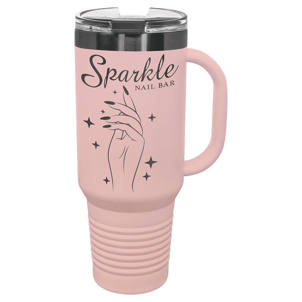 40 oz Travel Mug Blush with Ghost ION Plated - Laser Engraved Drinkware