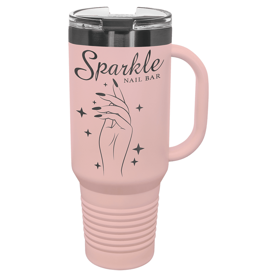40 oz Travel Mug Blush with Ghost ION Plated - Laser Engraved Drinkware