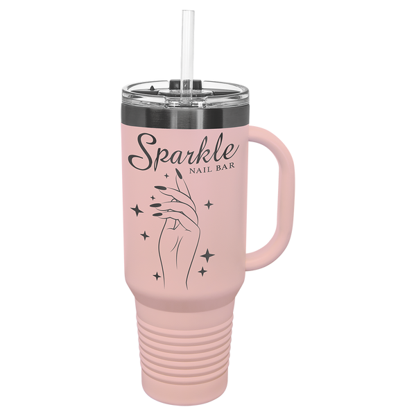 40 oz Travel Mug Blush with Ghost ION Plated - Laser Engraved Drinkware
