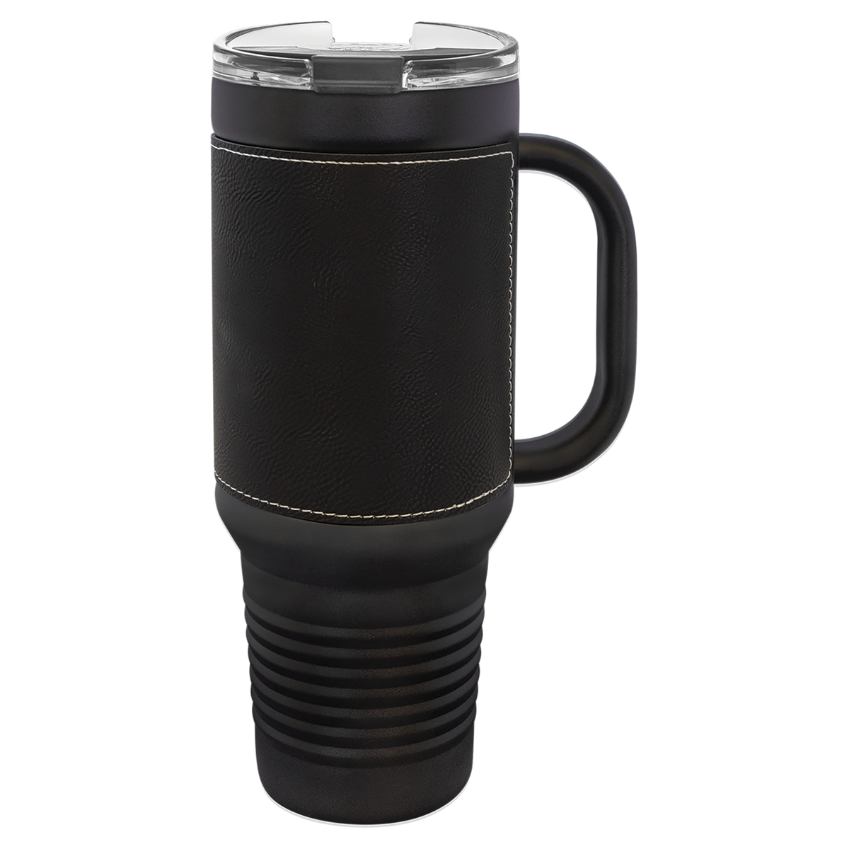 Black with Silver Engraving 40 oz "LEATHERETTE" Travel Mug - Laser Engraved Drinkware