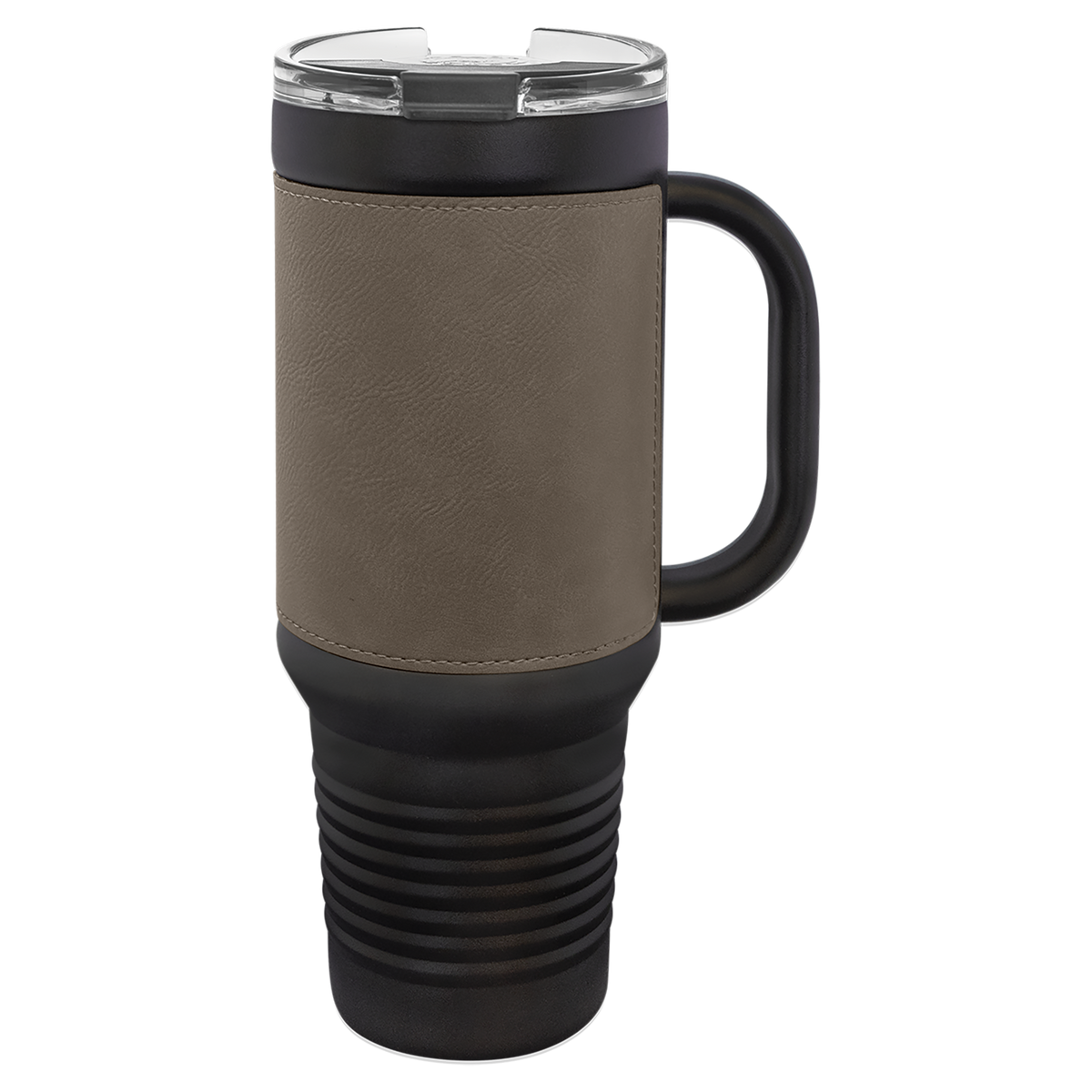 Gray with Black Engraving 40 oz "LEATHERETTE" Travel Mug - Laser Engraved Drinkware