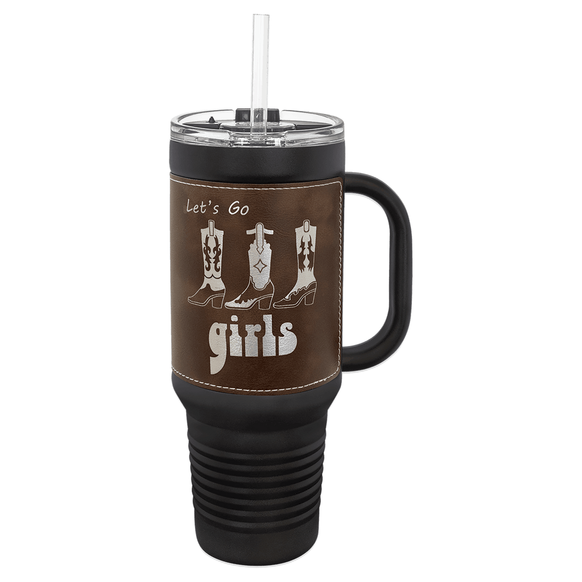 Rustic with Silver Engraving 40 oz "LEATHERETTE" Travel Mug - Laser Engraved Drinkware