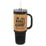 Bamboo with Black Engraving 40 oz "LEATHERETTE" Travel Mug - Laser Engraved Drinkware