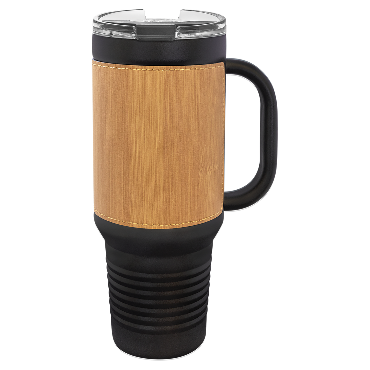 Bamboo with Black Engraving 40 oz "LEATHERETTE" Travel Mug - Laser Engraved Drinkware