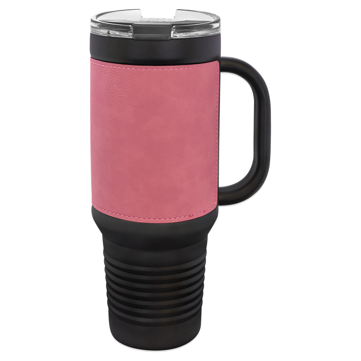 Pink with Black Engraving 40 oz "LEATHERETTE" Travel Mug - Laser Engraved Drinkware