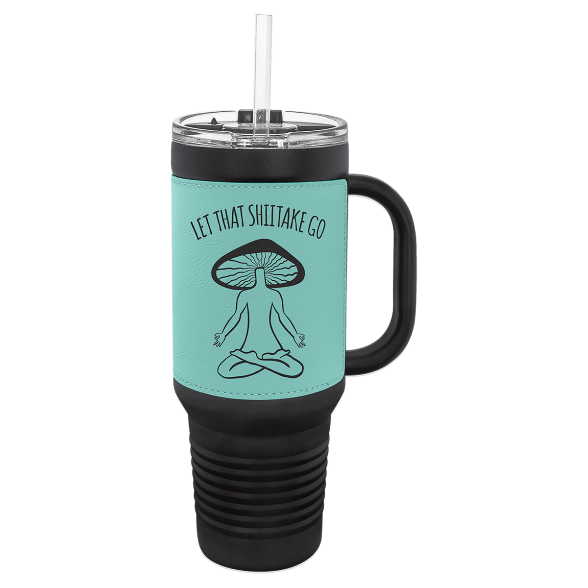 Teal with Black Engraving 40 oz "LEATHERETTE" Travel Mug - Laser Engraved Drinkware