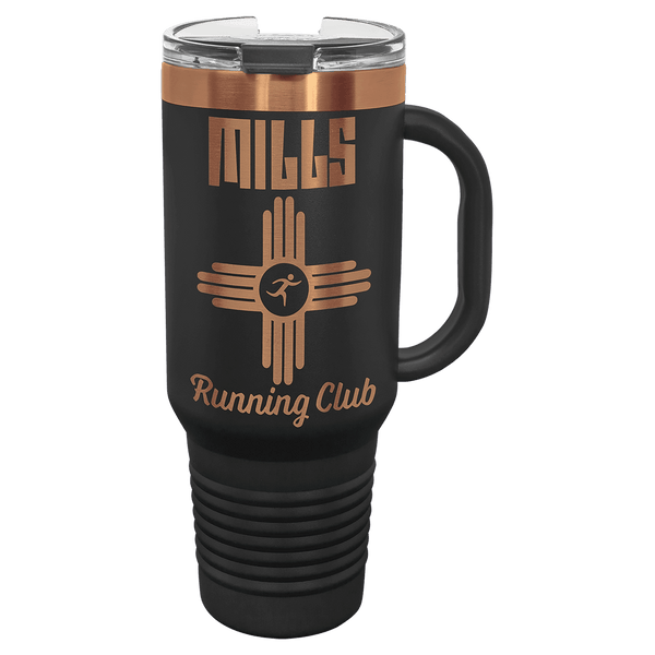 40 oz Travel Mug Black with Rose-Gold ION Plated - Laser Engraved Drinkware
