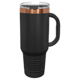 40 oz Travel Mug Black with Rose-Gold ION Plated - Laser Engraved Drinkware