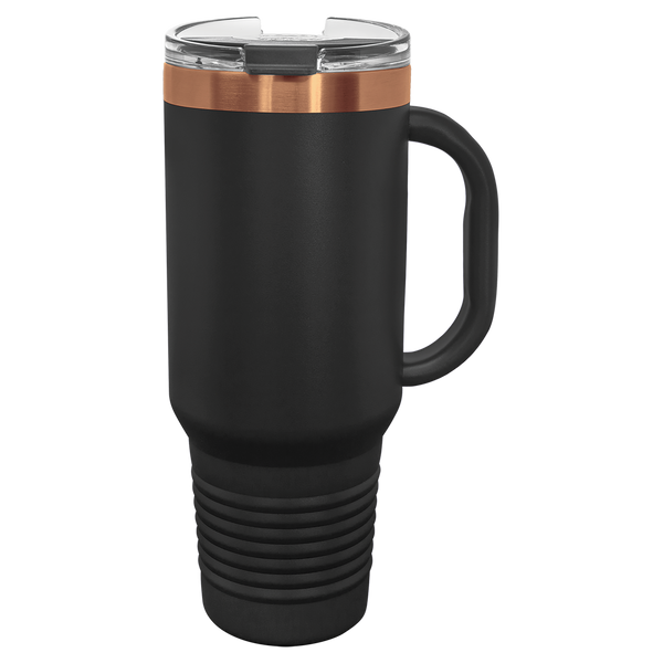 40 oz Travel Mug Black with Rose-Gold ION Plated - Laser Engraved Drinkware