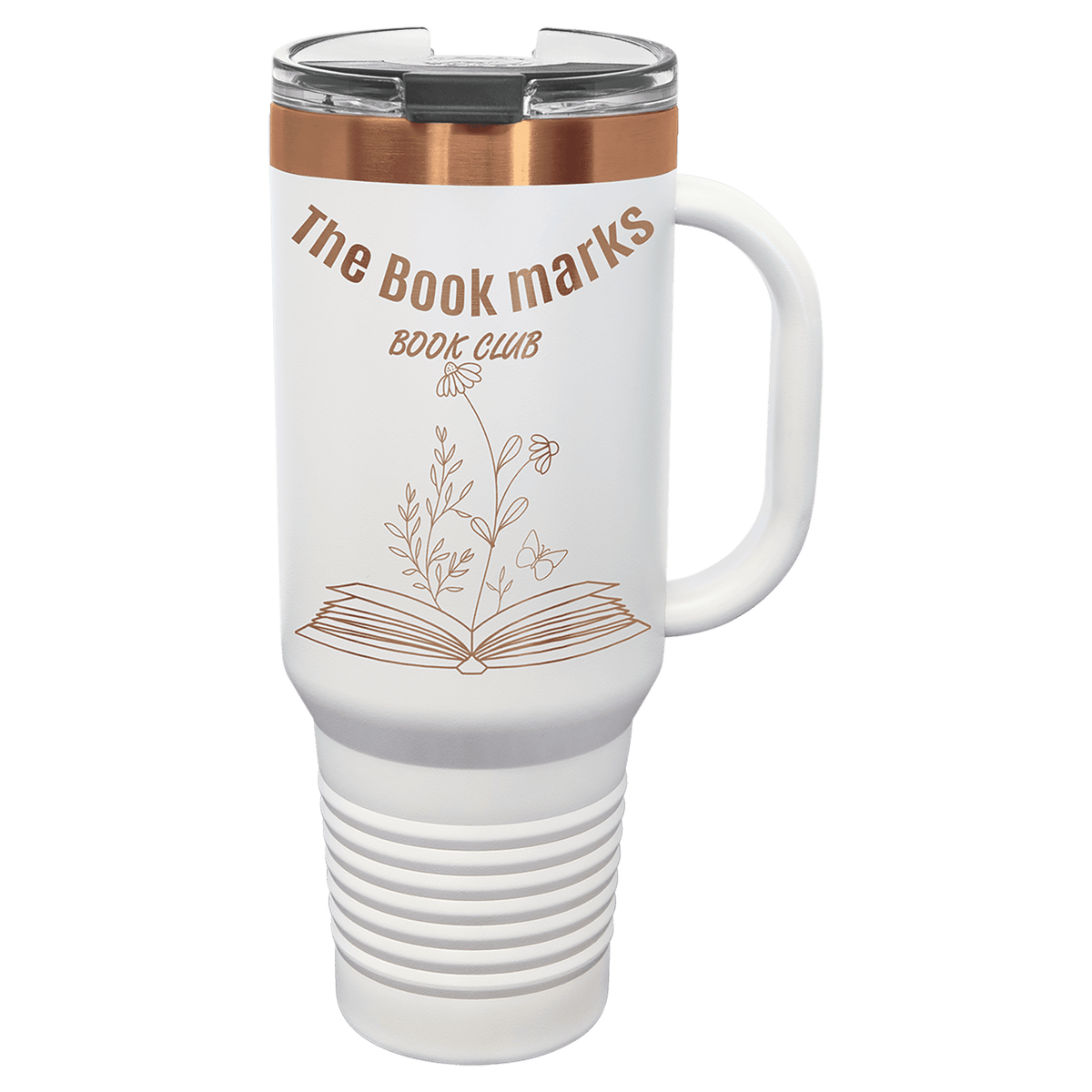 40oz Travel Mug White with Rose-Gold ION Plated - Laser Engraved Drinkware