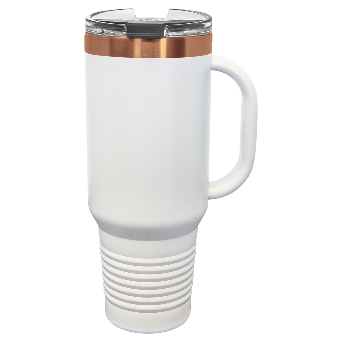 40oz Travel Mug White with Rose-Gold ION Plated - Laser Engraved Drinkware