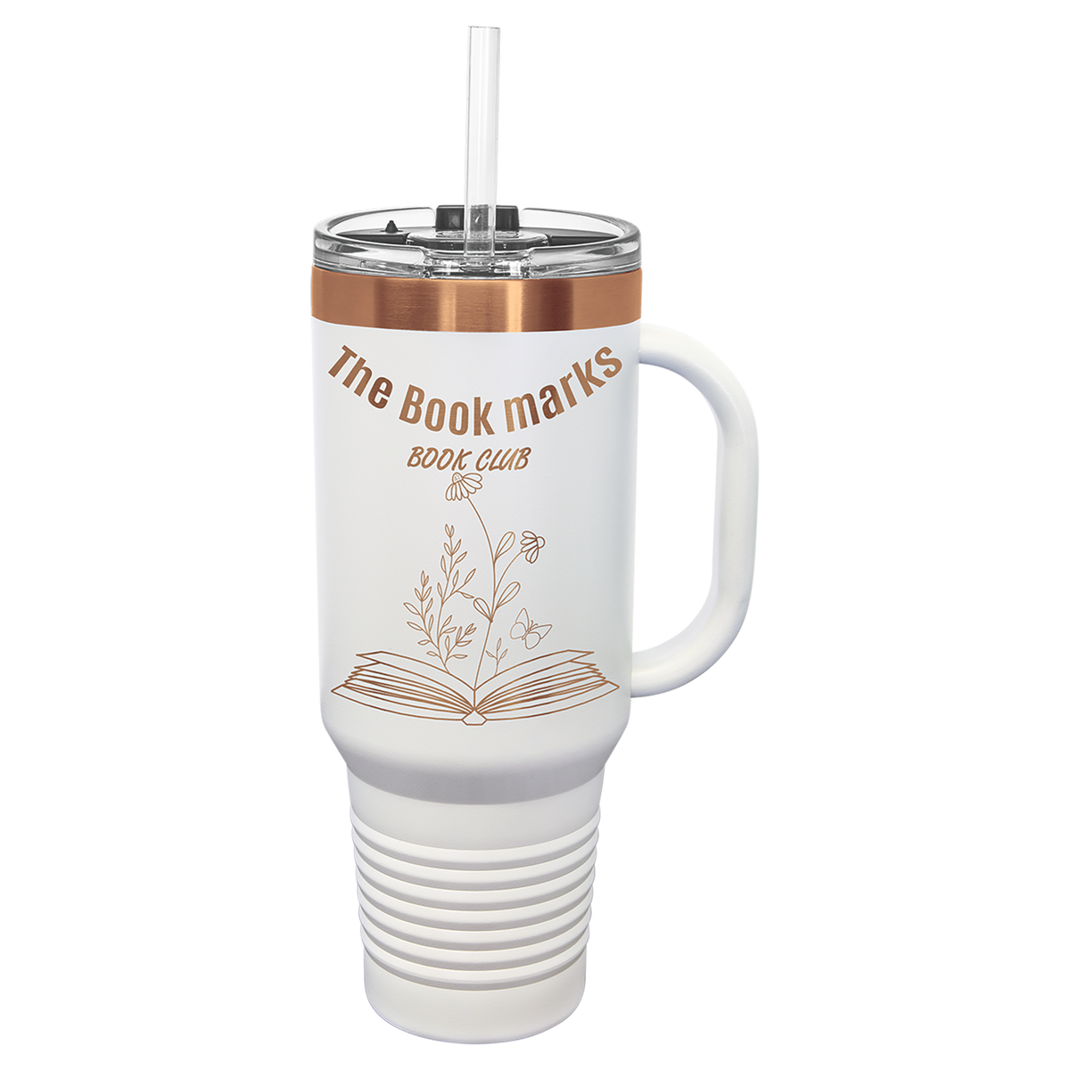 40oz Travel Mug White with Rose-Gold ION Plated - Laser Engraved Drinkware