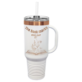 40oz Travel Mug White with Rose-Gold ION Plated - Laser Engraved Drinkware