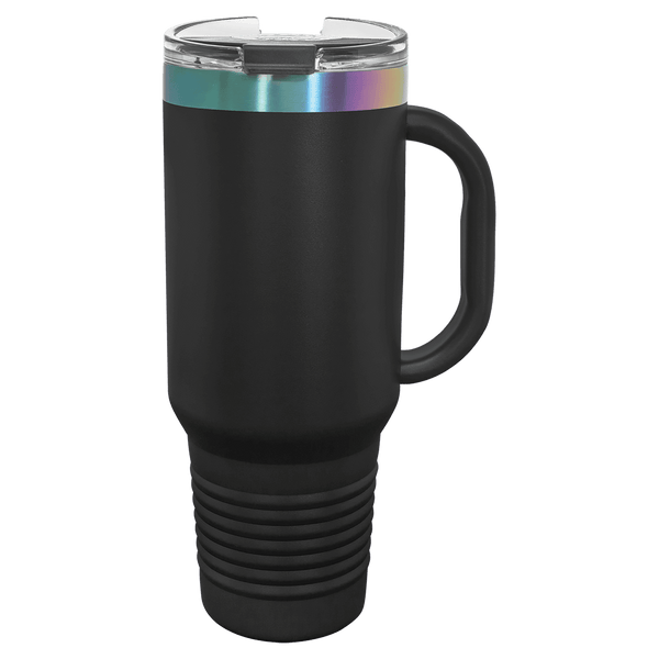 40 oz Travel Mug Black with Prism ION Plated - Laser Engraved Drinkware