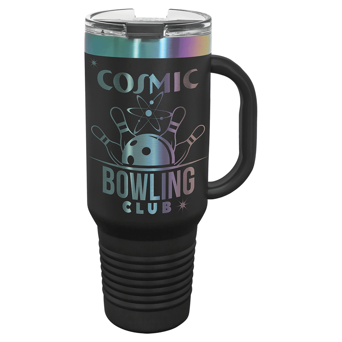 40 oz Travel Mug Black with Prism ION Plated - Laser Engraved Drinkware