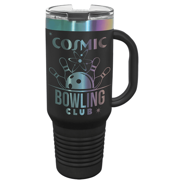 40 oz Travel Mug Black with Prism ION Plated - Laser Engraved Drinkware