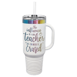 40oz Travel Mug White with Prism ION Plated - Laser Engraved Drinkware
