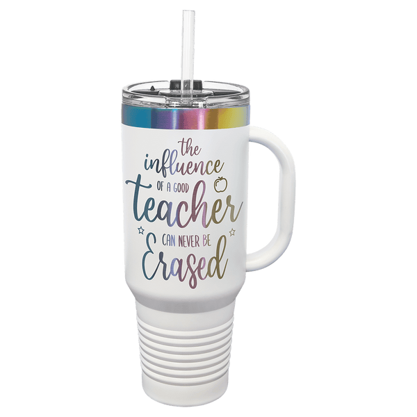 40oz Travel Mug White with Prism ION Plated - Laser Engraved Drinkware