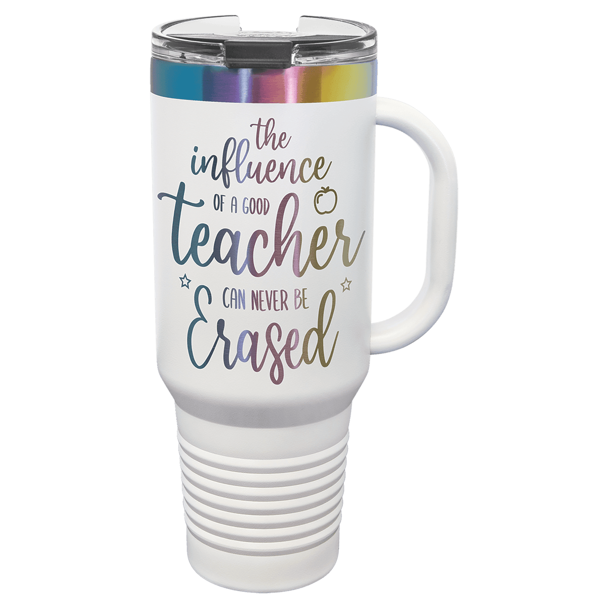 40oz Travel Mug White with Prism ION Plated - Laser Engraved Drinkware