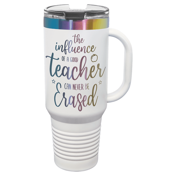 40oz Travel Mug White with Prism ION Plated - Laser Engraved Drinkware