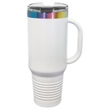 40oz Travel Mug White with Prism ION Plated - Laser Engraved Drinkware