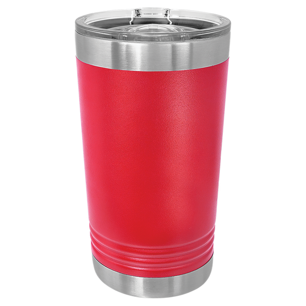Red with Silver Engraving 16 Oz Pint Tumbler - Laser Engraved Drinkware