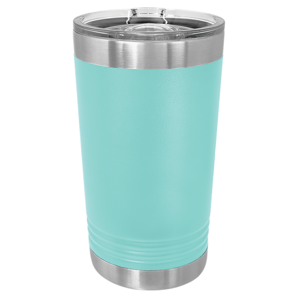 Teal with Silver Engraving 16 Oz Pint Tumbler - Laser Engraved Drinkware