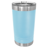 Light Blue with Silver Engraving 16 Oz Pint Tumbler - Laser Engraved Drinkware