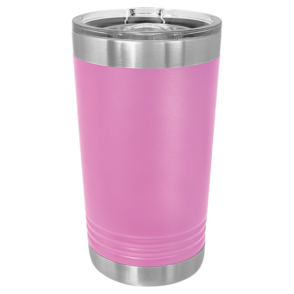 Light Purple with Silver Engraving 16 Oz Pint Tumbler - Laser Engraved Drinkware
