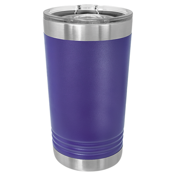 Purple with Silver Engraving 16 Oz Pint Tumbler - Laser Engraved Drinkware
