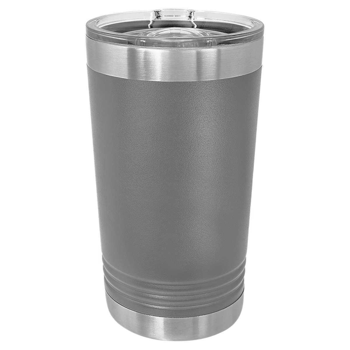 Dark Gray with Silver Engraving 16 Oz Pint Tumbler - Laser Engraved Drinkware