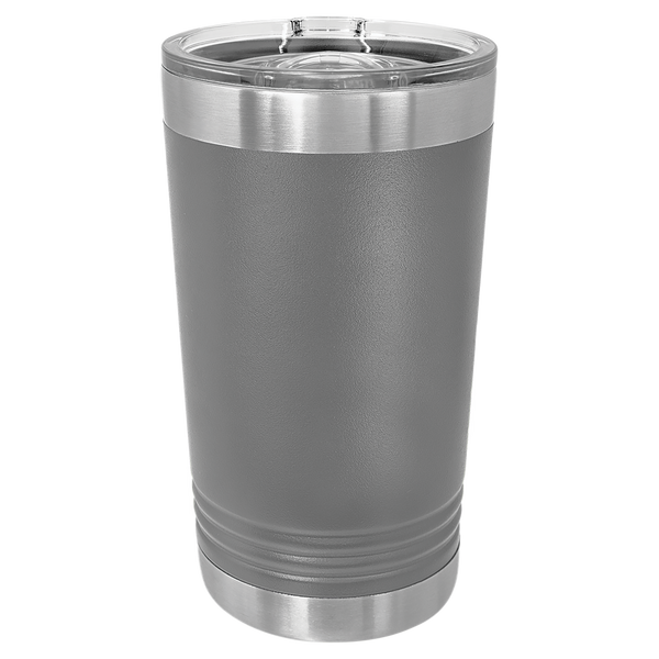 Dark Gray with Silver Engraving 16 Oz Pint Tumbler - Laser Engraved Drinkware