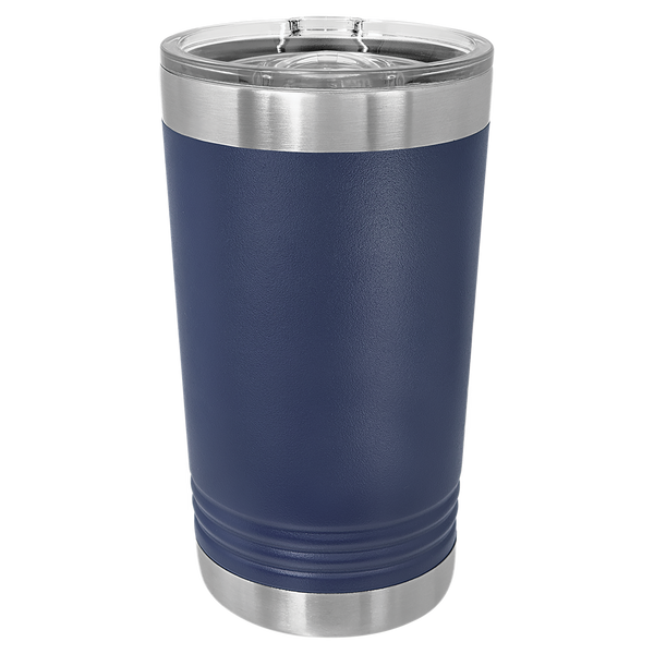 Navy Blue with Silver Engraving 16 Oz Pint Tumbler - Laser Engraved Drinkware