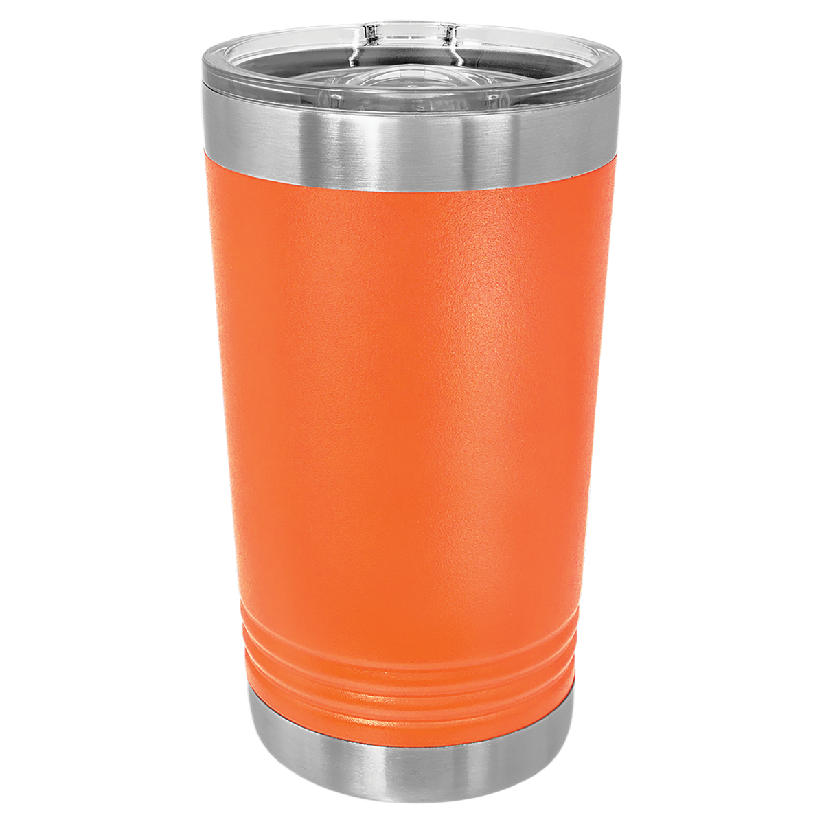Orange with Silver Engraving 16 Oz Pint Tumbler - Laser Engraved Drinkware