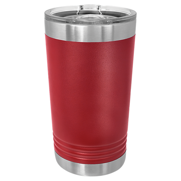 Maroon with Silver Engraving 16 Oz Pint Tumbler - Laser Engraved Drinkware