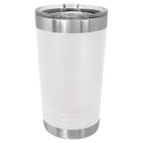 White with Silver Engraving 16 Oz Pint Tumbler - Laser Engraved Drinkware
