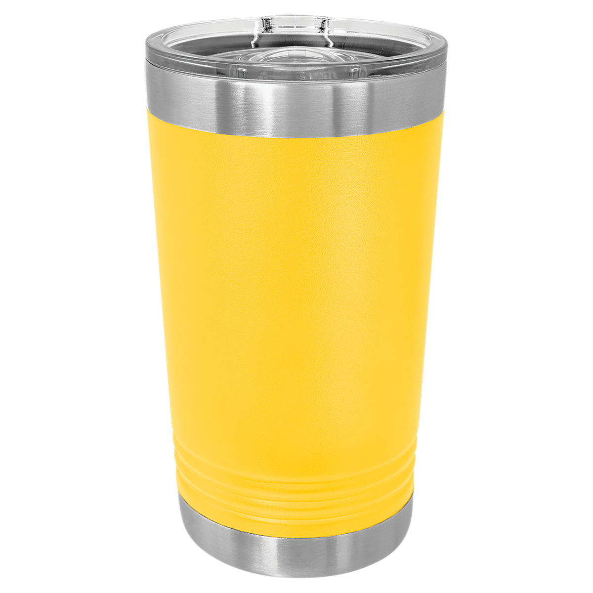 Yellow with Silver Engraving 16 Oz Pint Tumbler - Laser Engraved Drinkware