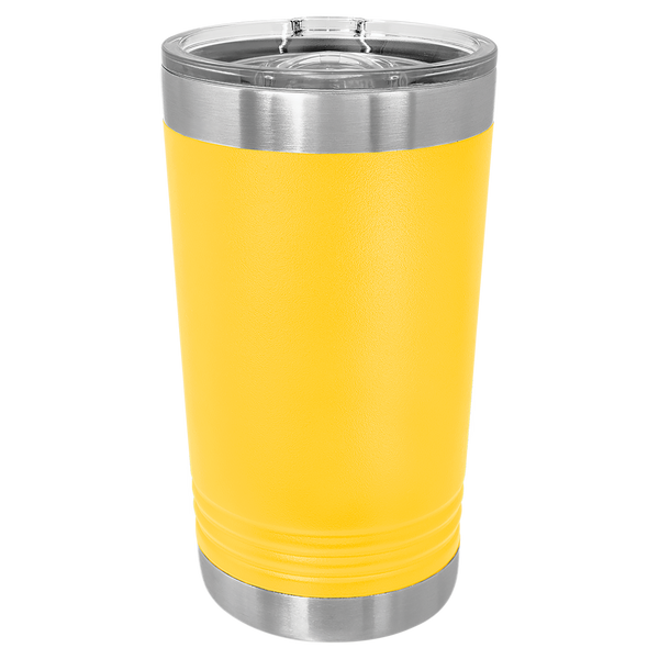 Yellow with Silver Engraving 16 Oz Pint Tumbler - Laser Engraved Drinkware