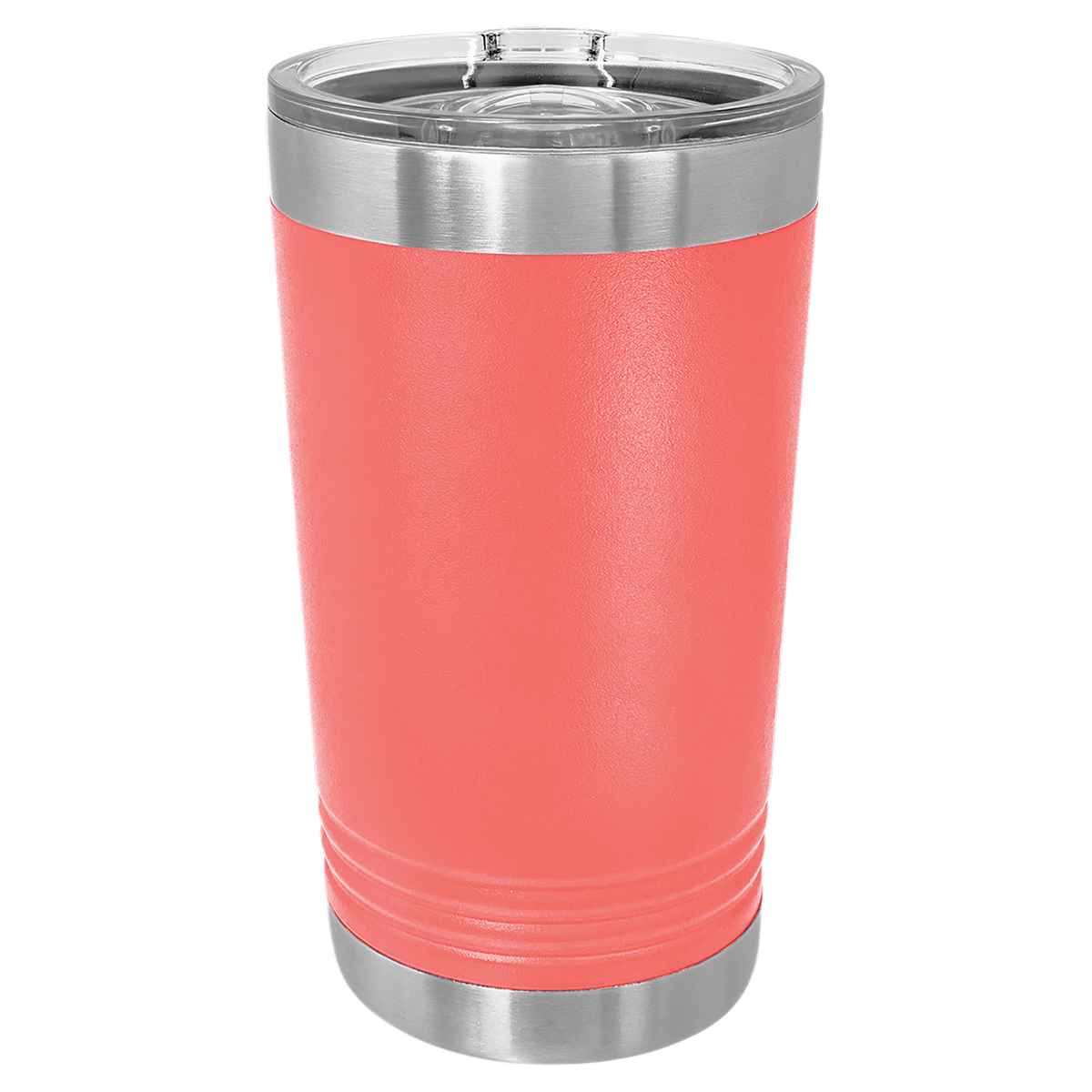 Coral with Silver Engraving 16 Oz Pint Tumbler - Laser Engraved Drinkware