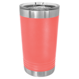Coral with Silver Engraving 16 Oz Pint Tumbler - Laser Engraved Drinkware