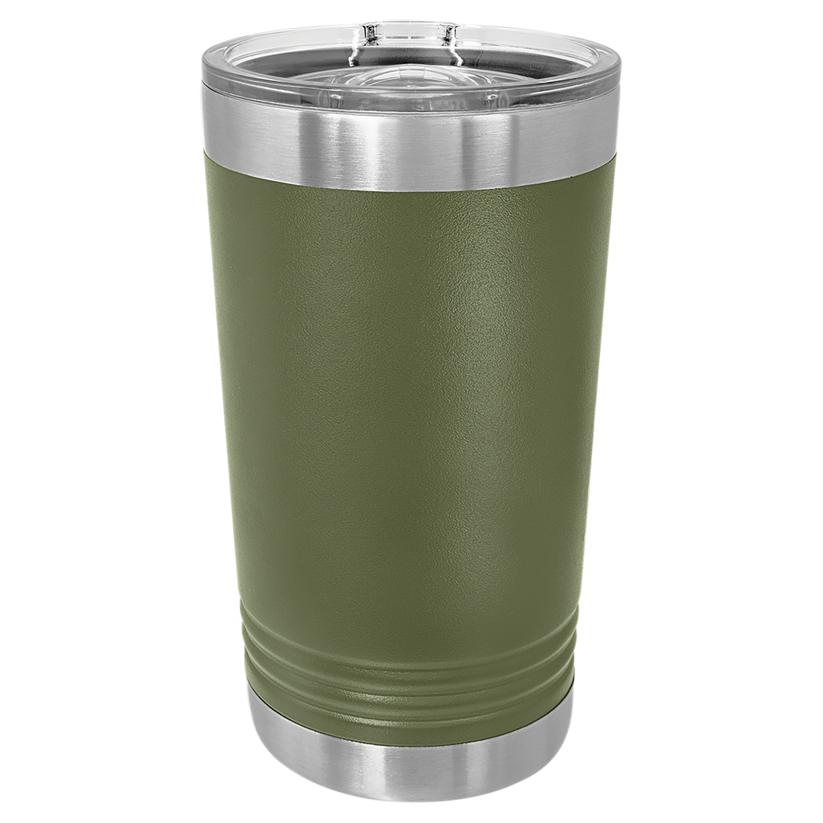 Olive Green with Silver Engraving 16 Oz Pint Tumbler - Laser Engraved Drinkware