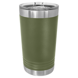Olive Green with Silver Engraving 16 Oz Pint Tumbler - Laser Engraved Drinkware