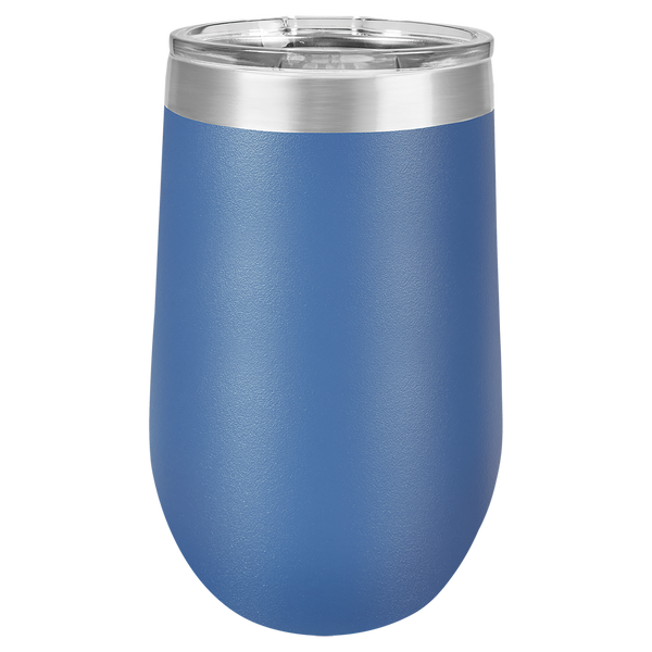 Blue with Silver Engraving 16 Oz Stemless Tumbler - Laser Engraved Drinkware