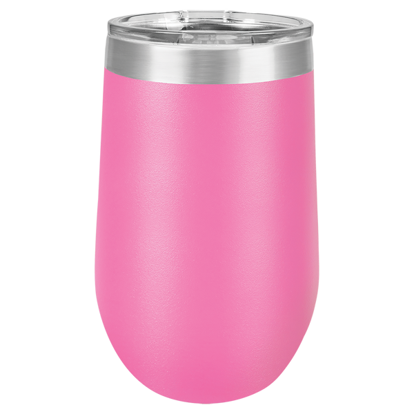 Pink with Silver Engraving 16 Oz Stemless Tumbler - Laser Engraved Drinkware