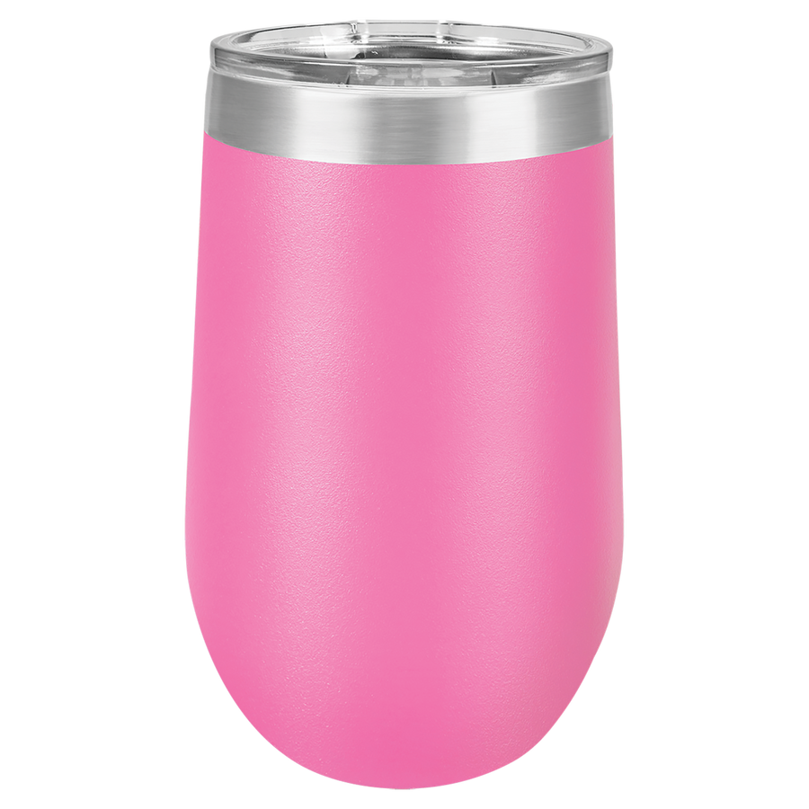 Pink with Silver Engraving 16 Oz Stemless Tumbler - Laser Engraved Drinkware