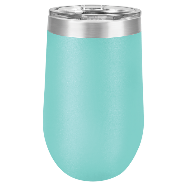 Teal with Silver Engraving 16 Oz Stemless Tumbler - Laser Engraved Drinkware