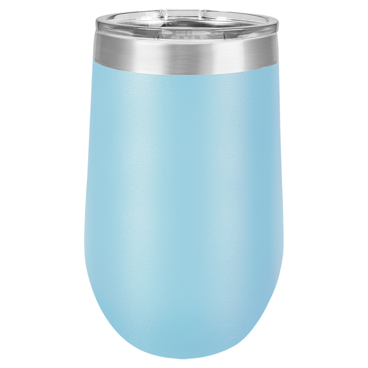 Light Blue with Silver Engraving 16 Oz Stemless Tumbler - Laser Engraved Drinkware