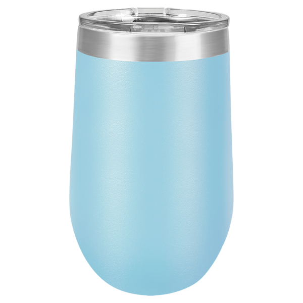 Light Blue with Silver Engraving 16 Oz Stemless Tumbler - Laser Engraved Drinkware