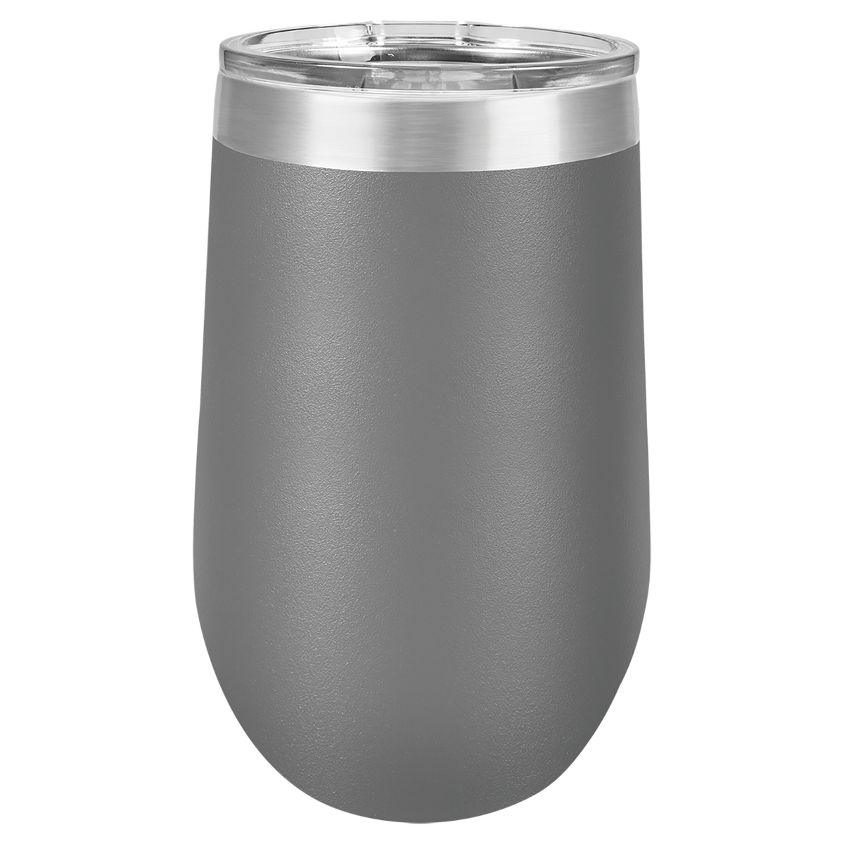 Dark Gray with Silver Engraving 16 Oz Stemless Tumbler - Laser Engraved Drinkware