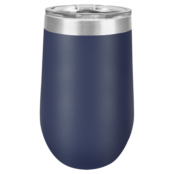Navy Blue with Silver Engraving 16 Oz Stemless Tumbler - Laser Engraved Drinkware